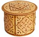 Jewelry Box Birch Bark Natural Wooden Trinket Handmade Carved Sexfoil Ornament 