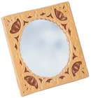 Square makeup mirror, carved birch bark.