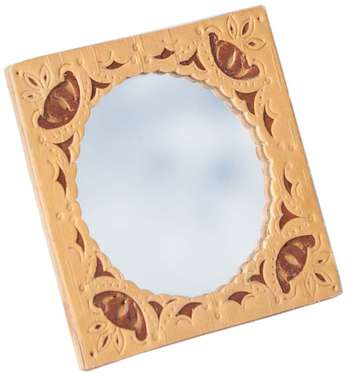 Square birch bark mirror