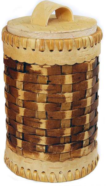 Wicker birch bark jar